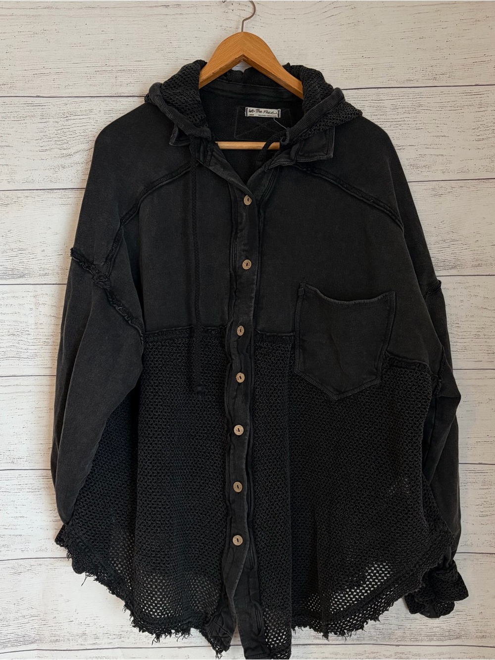 We The Free, Free People The One and Only Mesh Hoodie Oversized Top.